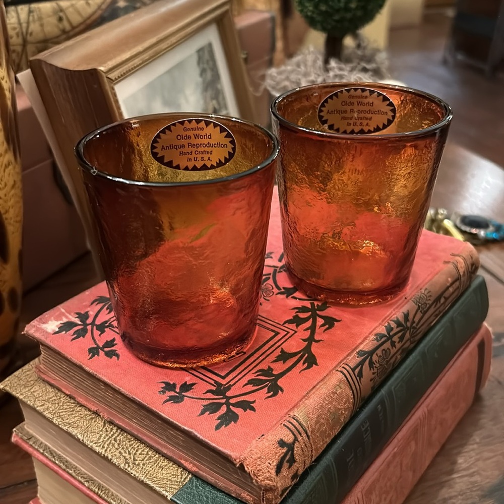 Vintage Amber Glass Tumblers - Picture 2 of 8